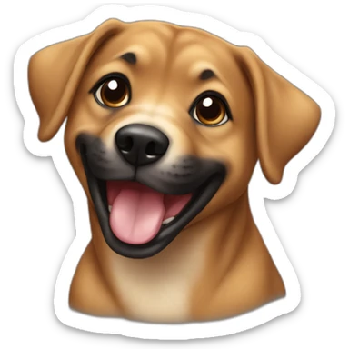 small mixed breed caramel playing black face sticker