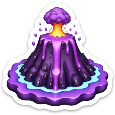 A volcano errupting only with a pure purple liquid. no fire sticker