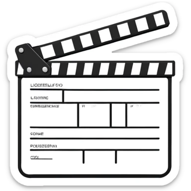 ultra-minimal clapperboard, single line drawing, geometric abstraction, bare essentials only sticker