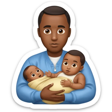 Sean “Diddy” Combs with baby oil and a very small infant sticker