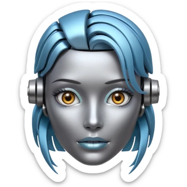 female different hair color metalic robot face like 3rd picture of the last one sticker