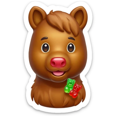 Horse with a gummy bear head sticker