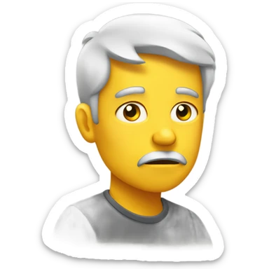 Yellow face, furrowed eyebrows, hand on chin, thinking expression. 🤔 sticker
