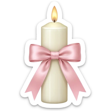 make a white candle with a light pink ribbon bow sticker