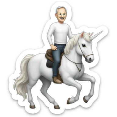 Gary keller riding a unicorn dressed like Steve jobs sticker