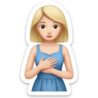 the woman holds one hand on her chest and the other on her stomach sticker