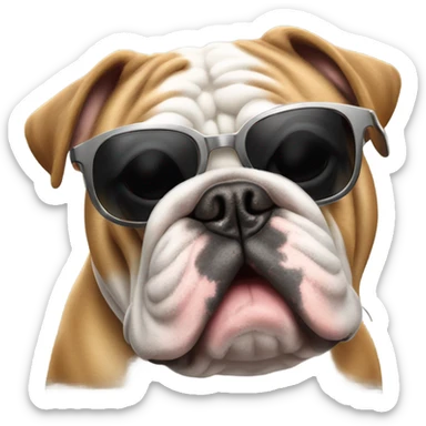 English bulldog wearing sunglasses ￼ sticker