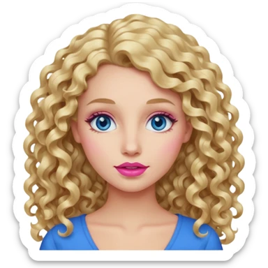 açık tenli  uzun kıvırcık sarı saçlı mavi gözlü   dudak rengi pembe yetişkin kadın bana emoji oluştur sticker