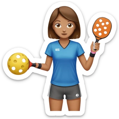 Girl with brown hair playing pickleball sticker