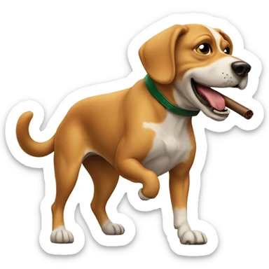 Dog smoking cigar kicking a football sticker