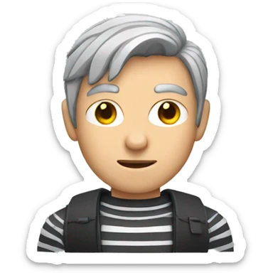 Burglar with striped jumper and grey hair sticker