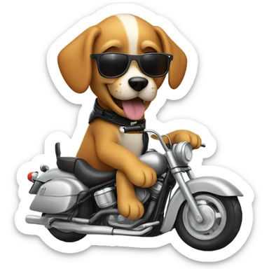 Dog with sunglasses riding a motorcycle  sticker