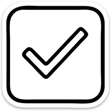 simple icon of a blue square with a white tick in the middle sticker