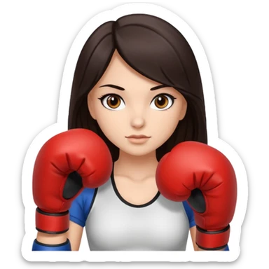 Beautiful girl,cabelllo castaño oscuro ，long hair,Black eyes,con guantes de boxeo sticker