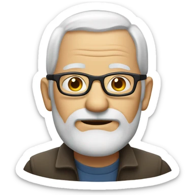 Old man glasses receding white hair no facial hair sticker