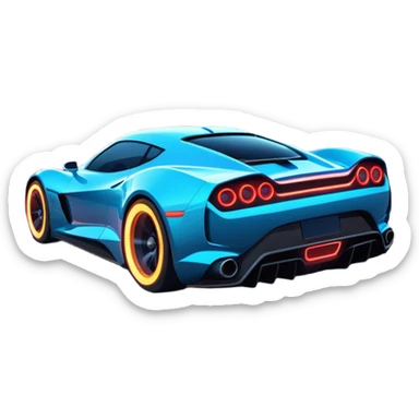 An icon showing a sleek car speeding through a neon-lit cityscape, inspired by Need for Speed. The design features dynamic motion lines, glowing tires, and a vibrant city backdrop with skyscrapers and lights. The rush of high-speed racing is highlighted. Transparent background. sticker