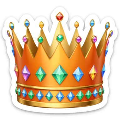 orange prismatic 3d crown with rainbow gems sticker