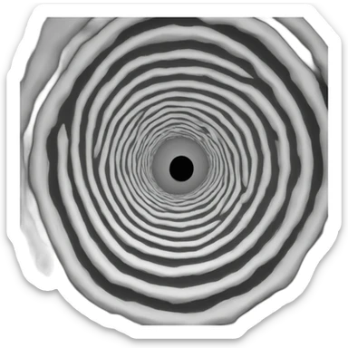 white 3d spiral on black hole background sticker
