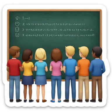 personas viendo una pizarra sticker