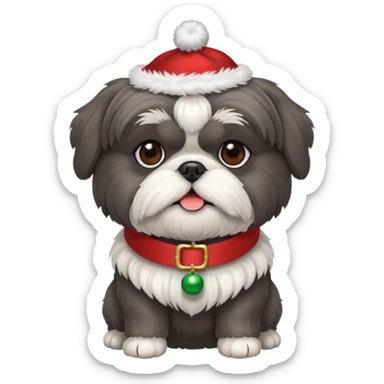 Small all OVER dark grey shih tzu CHRISTMAS sticker