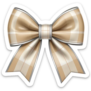 Beige and silver plaid bow  sticker