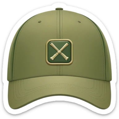 Army green Diesel cap, baseball hat with Diesel brand logo visible, khaki colored headwear, side view sticker