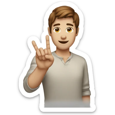 white skin  MAN with BROWN hair showing THREE fingers up on her one hand sticker