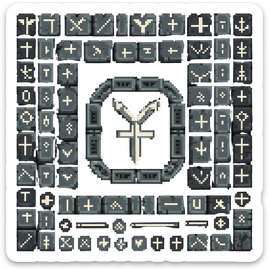 ancient nordic rune symbols with stone texture sticker