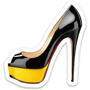 Louboutin Black patent Leather Lady Peep Toe Platform sticker