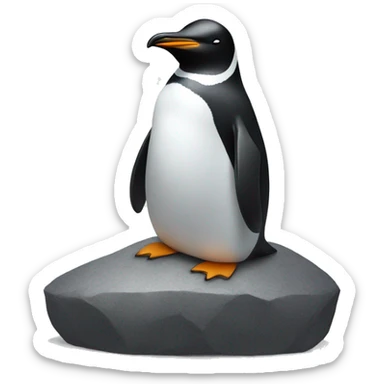 penguin on a rock eyes closed head facing up sticker