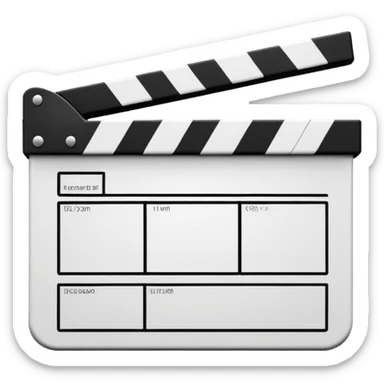 ultra simplified movie clapper, black and white, just two rectangles and a diagonal line, pure geometric abstraction sticker