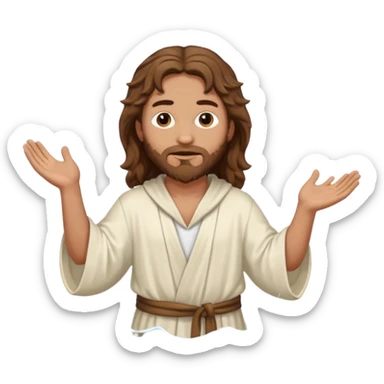 John the Baptist with wavy hair, saintly robes, standing in water, emoji style sticker