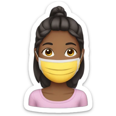 a girl put on mask sticker