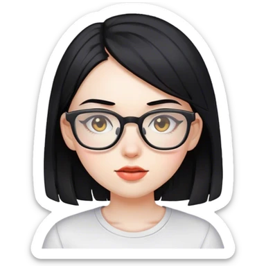gamer, black hair girl with glasses sticker
