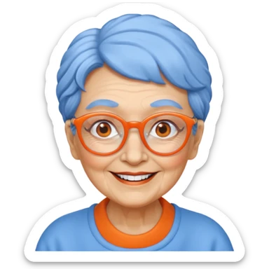 blue skinned orange glassed grandma sticker