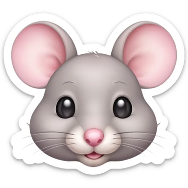 Cute gray mouse with large ears and a pink nose sticker