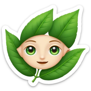 A minimalist, slightly winking eye emoji with a vibrant green leaf serving as the upper eyelid, and a tiny, sparkling white glow in the pupil. Clean, vector style. Transparent background. For a YouTube channel focused on senior health. sticker