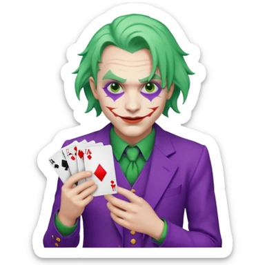 Faça um emoji bem real do Jocker com cartas na mao sticker