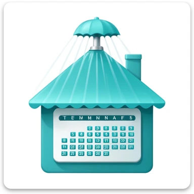 A Telegram Mini App logo for coordinating shared resources (shower bookings) in a shared house with 10 residents. sticker