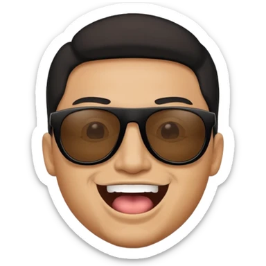 a bold man with black sunglasses and his mouth opened sticker