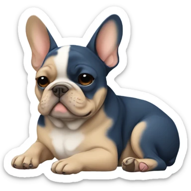 dark blue and tan french bulldog sleeping  sticker