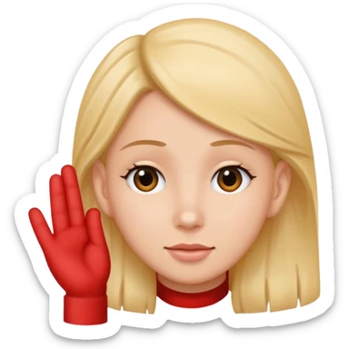 Hand touching ear sticker