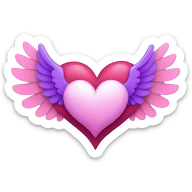 Pink heart and Purple Heart with wings sticker