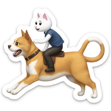 A cat rides a dog sticker