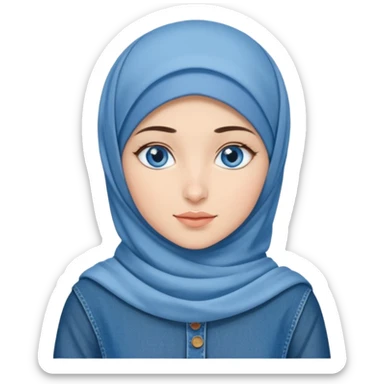 Turkish beautiful finish Konya girl blue eyes with denim hijab dress on ramadan background  sticker