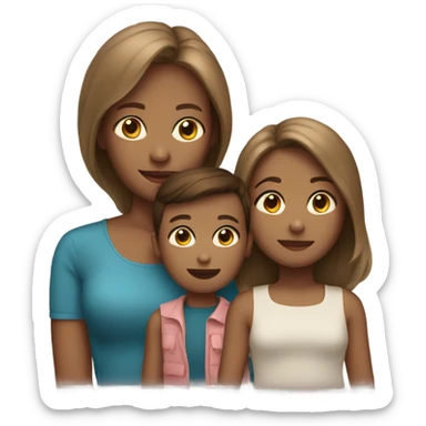 Mom with a son and daughter light skin and brown hair  sticker