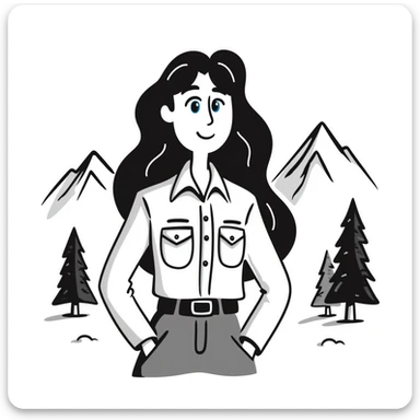 white woman park ranger with brown hair and blue eyes in a nature background sticker