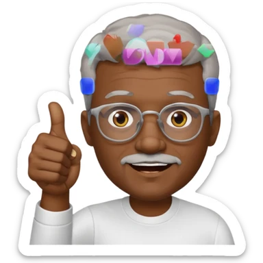 African American short graying hair and graying goatee man with eyeglasses giving thumbs up sign sticker