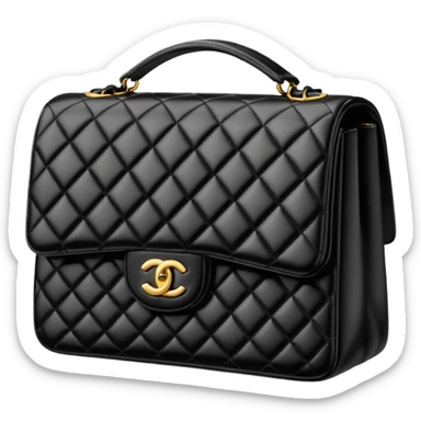 generate an ios genmoji of a black chanel bag sticker