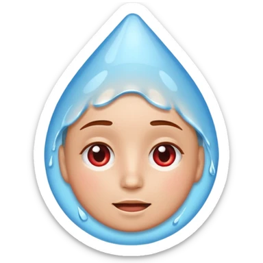 The iPhone emoji with the face with the water drop on the head but make water drop red sticker